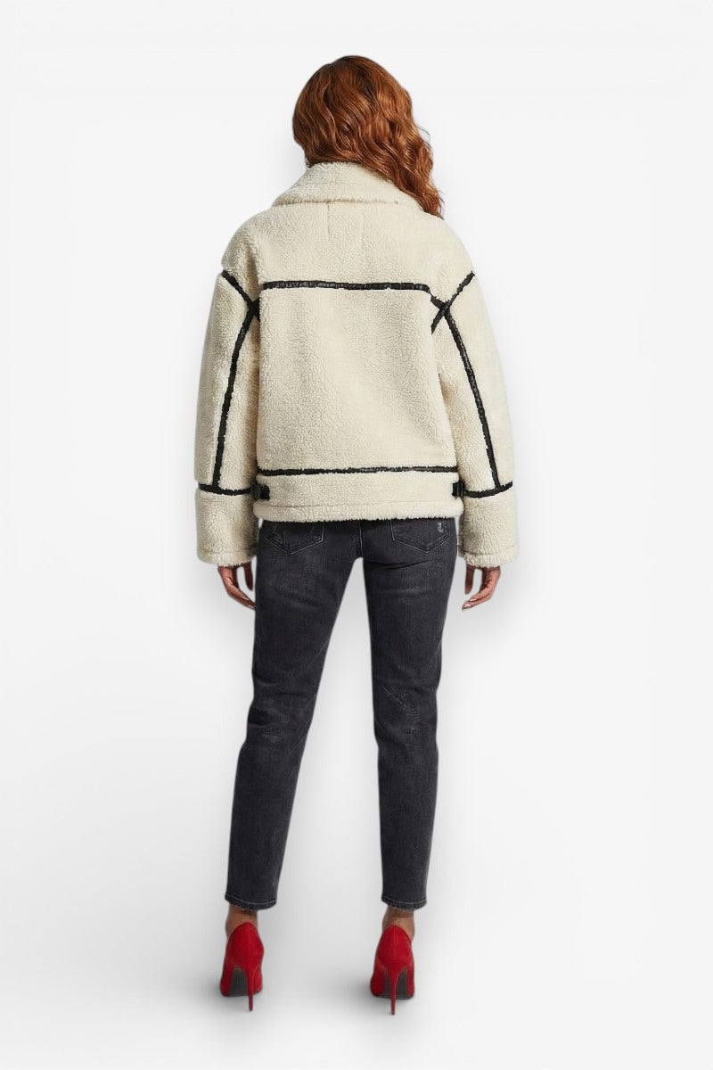 Faux Fur Effect Moto Jacket