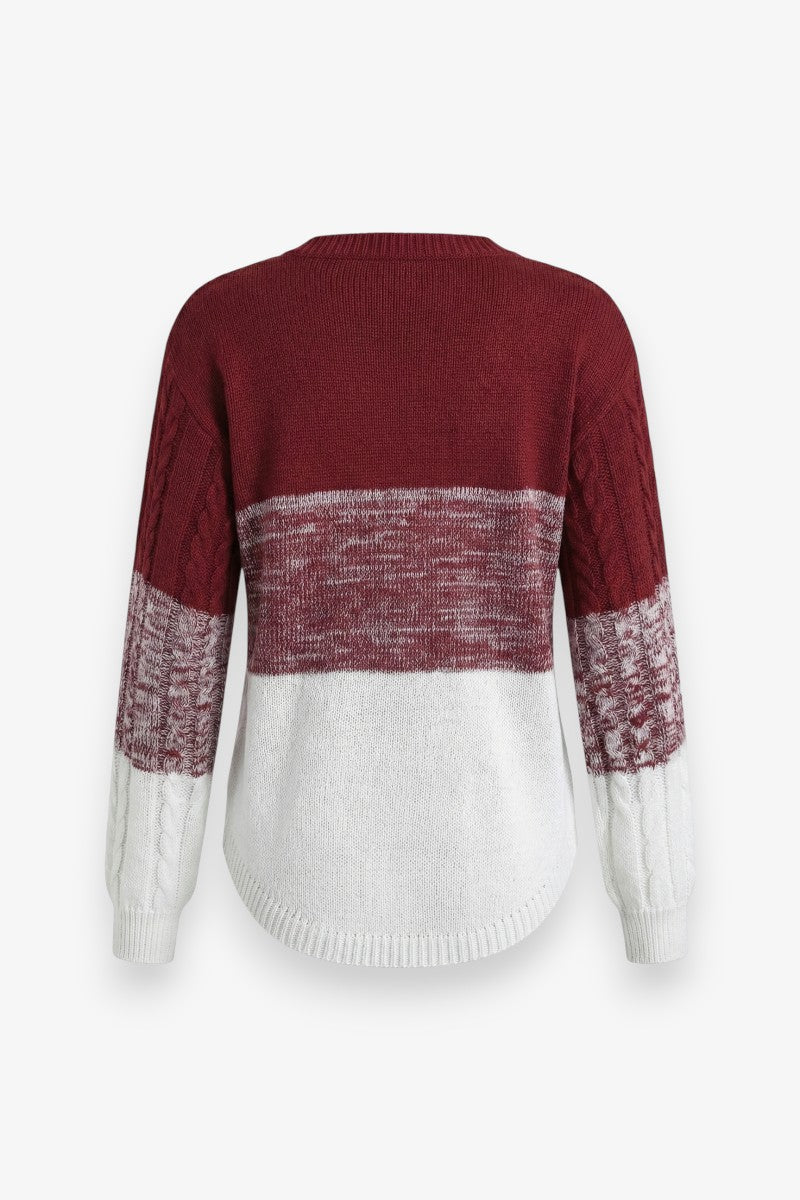 Color Block Striped Knit Lantern Sweater