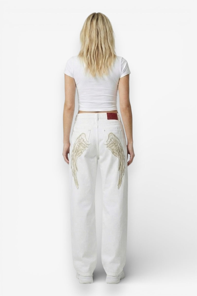 Kawaii Wing High-Waist Baggy Jeans