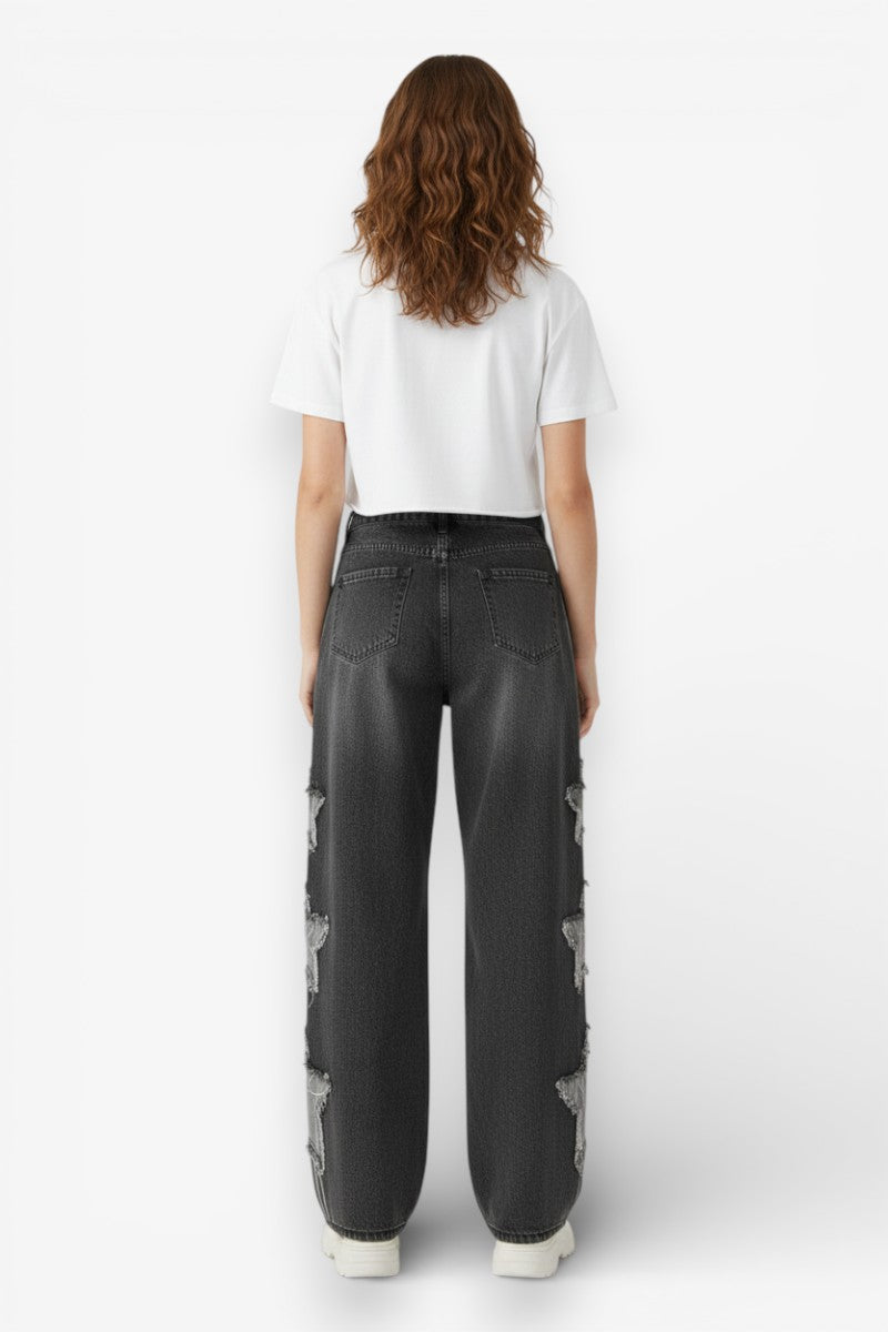 Star Patchwork Baggy Jeans