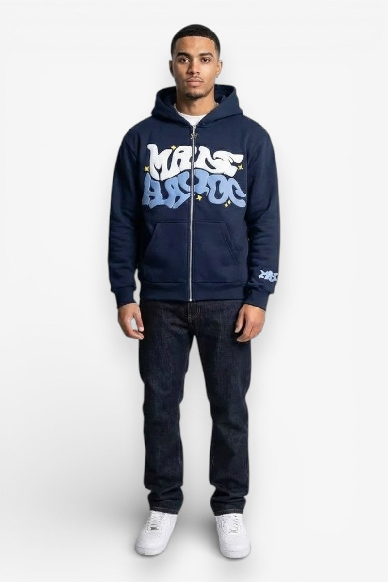 Star Letter Zip-Up Hoodie