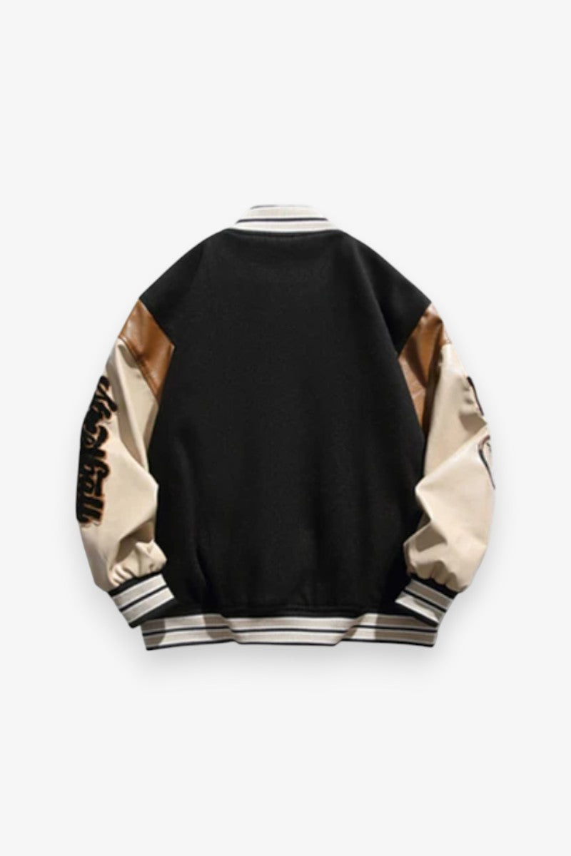 Embroidered Splice Baseball Jacket
