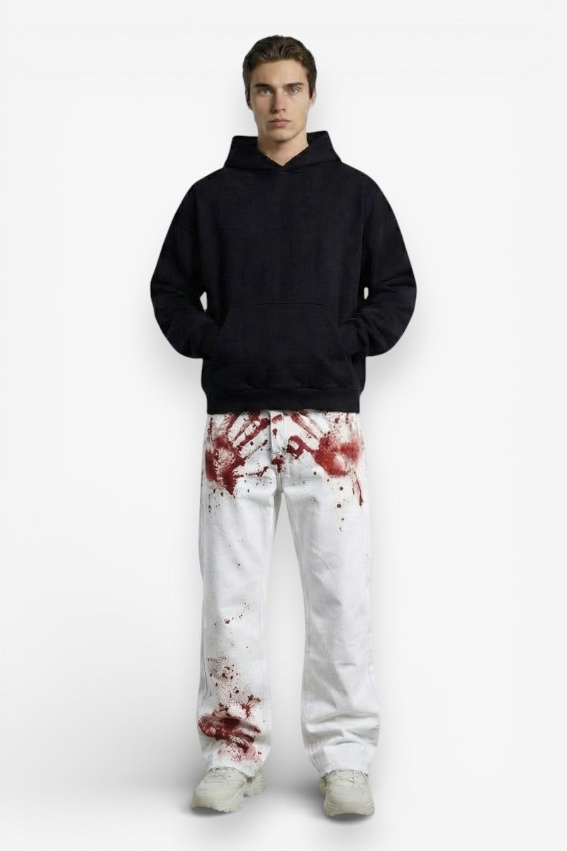 Blood Handprint Baggy White Jeans