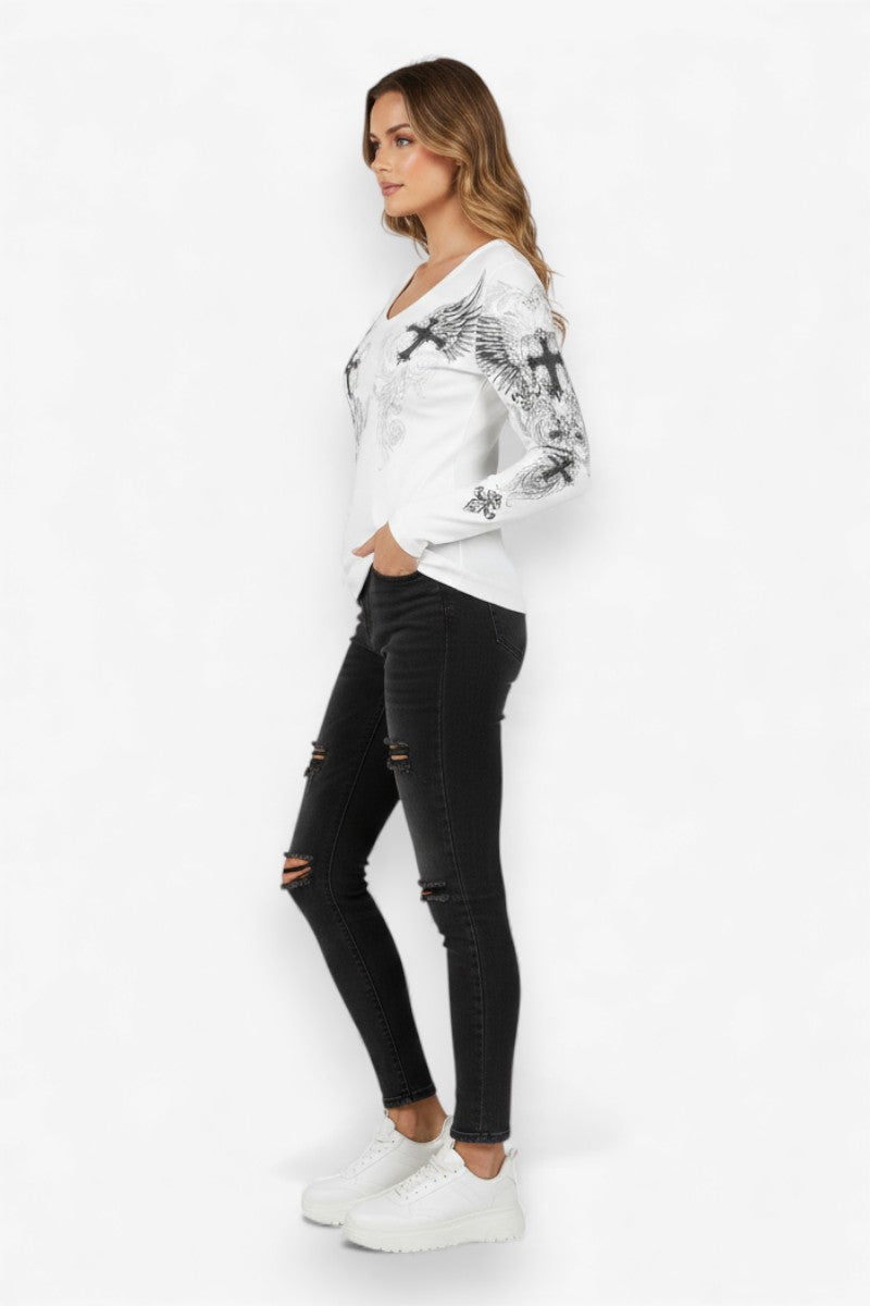 Cross Wings Long Sleeve Tee