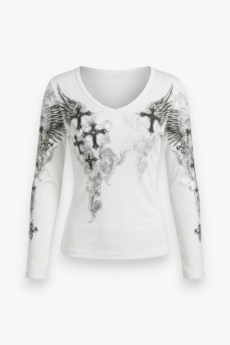 Cross Wings Long Sleeve Tee