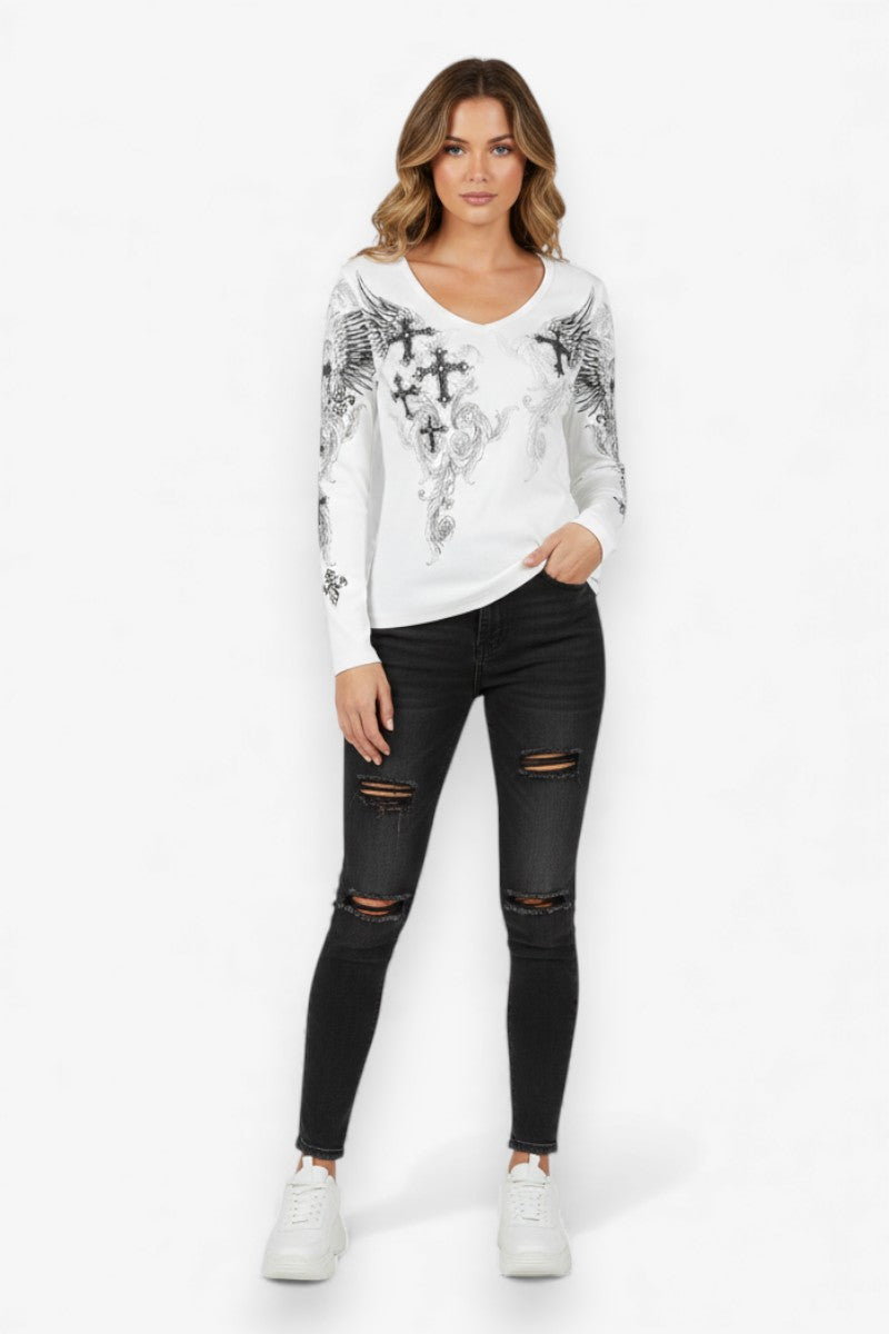Cross Wings Long Sleeve Tee