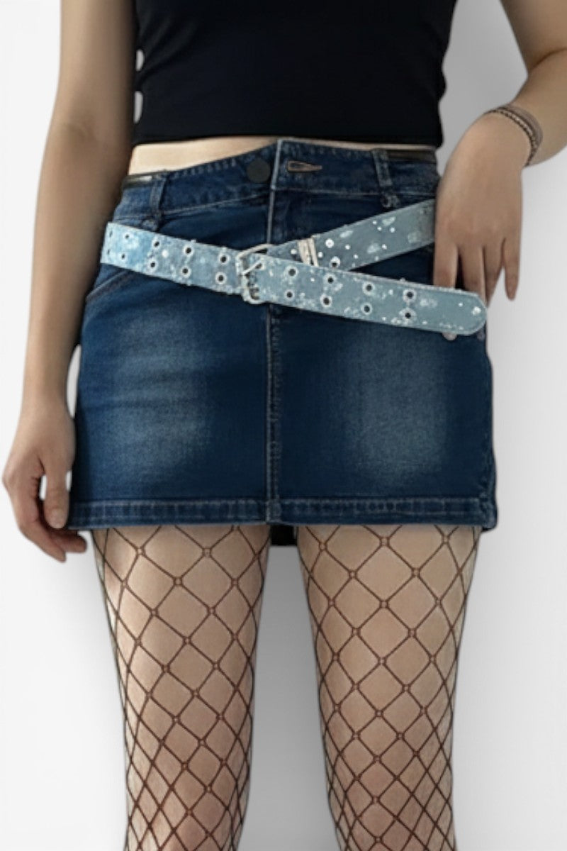 Punk Star Eyelet Denim Belt