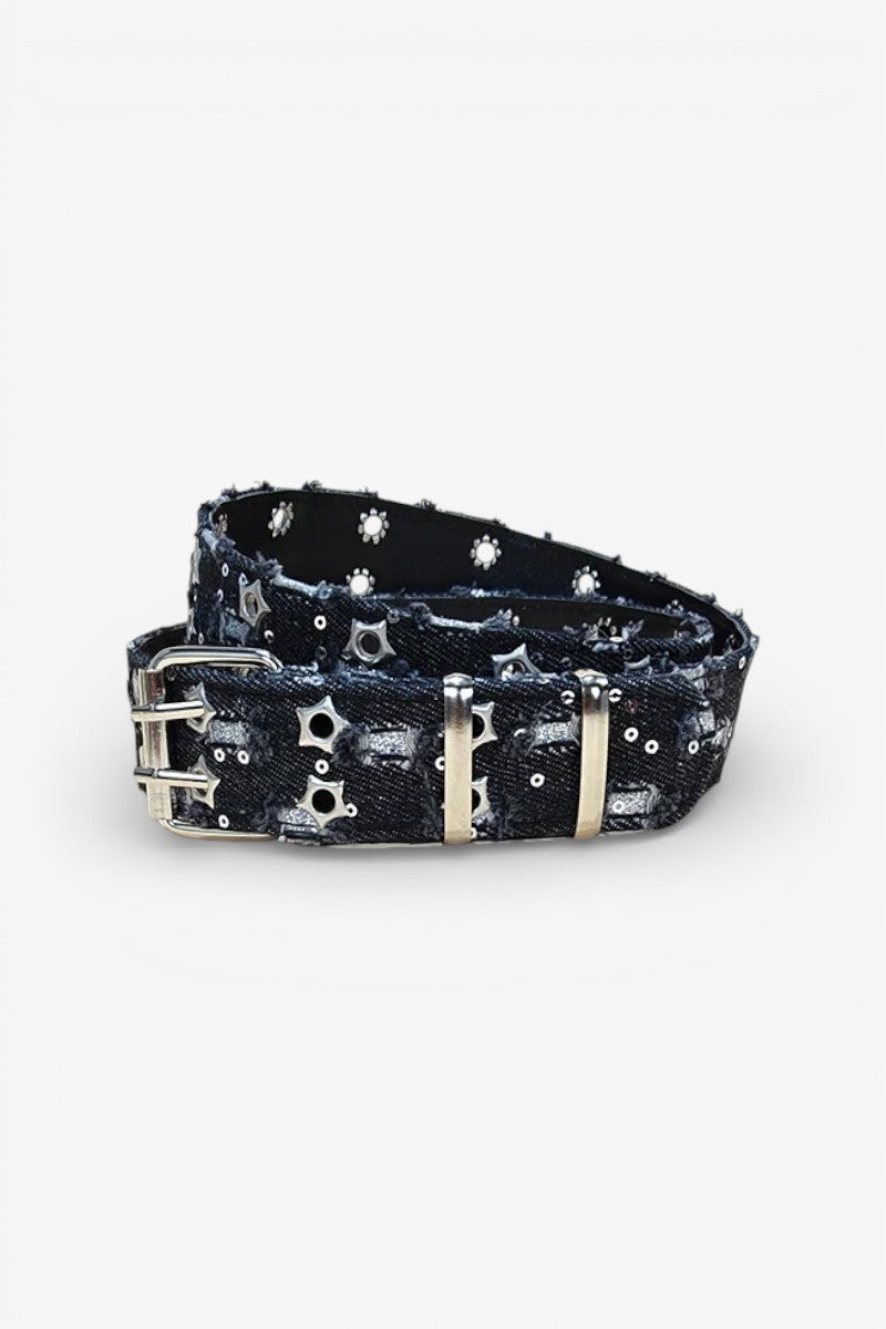 Punk Star Eyelet Denim Belt