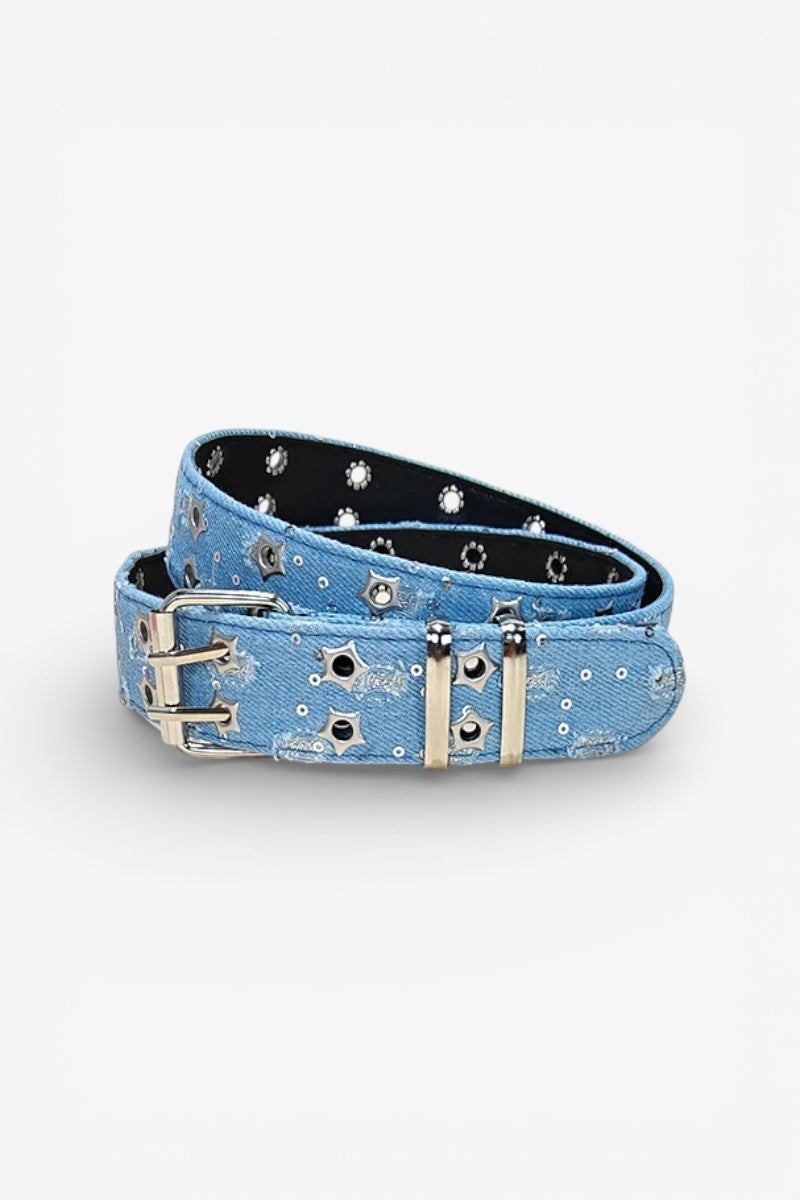 Punk Star Eyelet Denim Belt