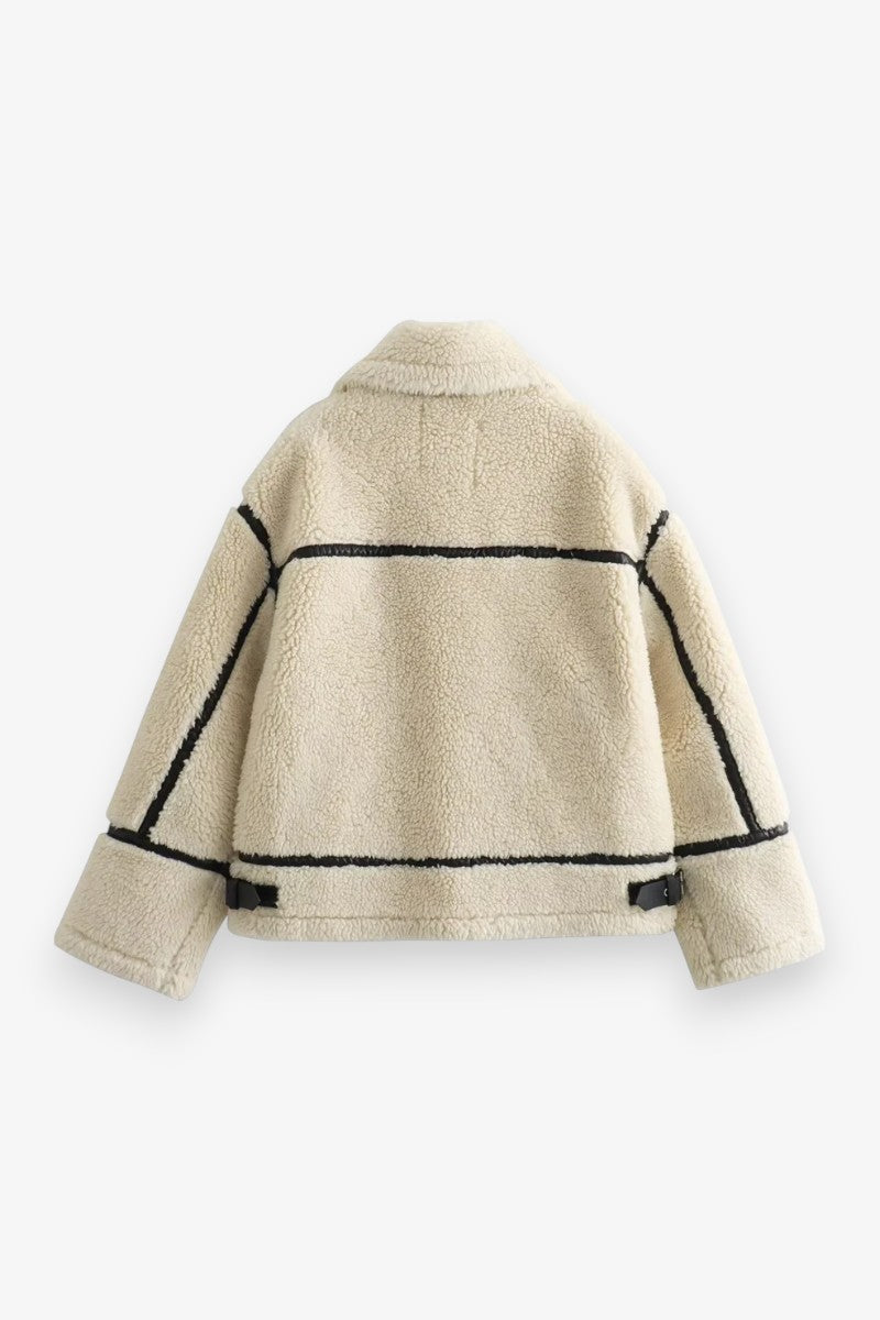 Faux Fur Effect Moto Jacket