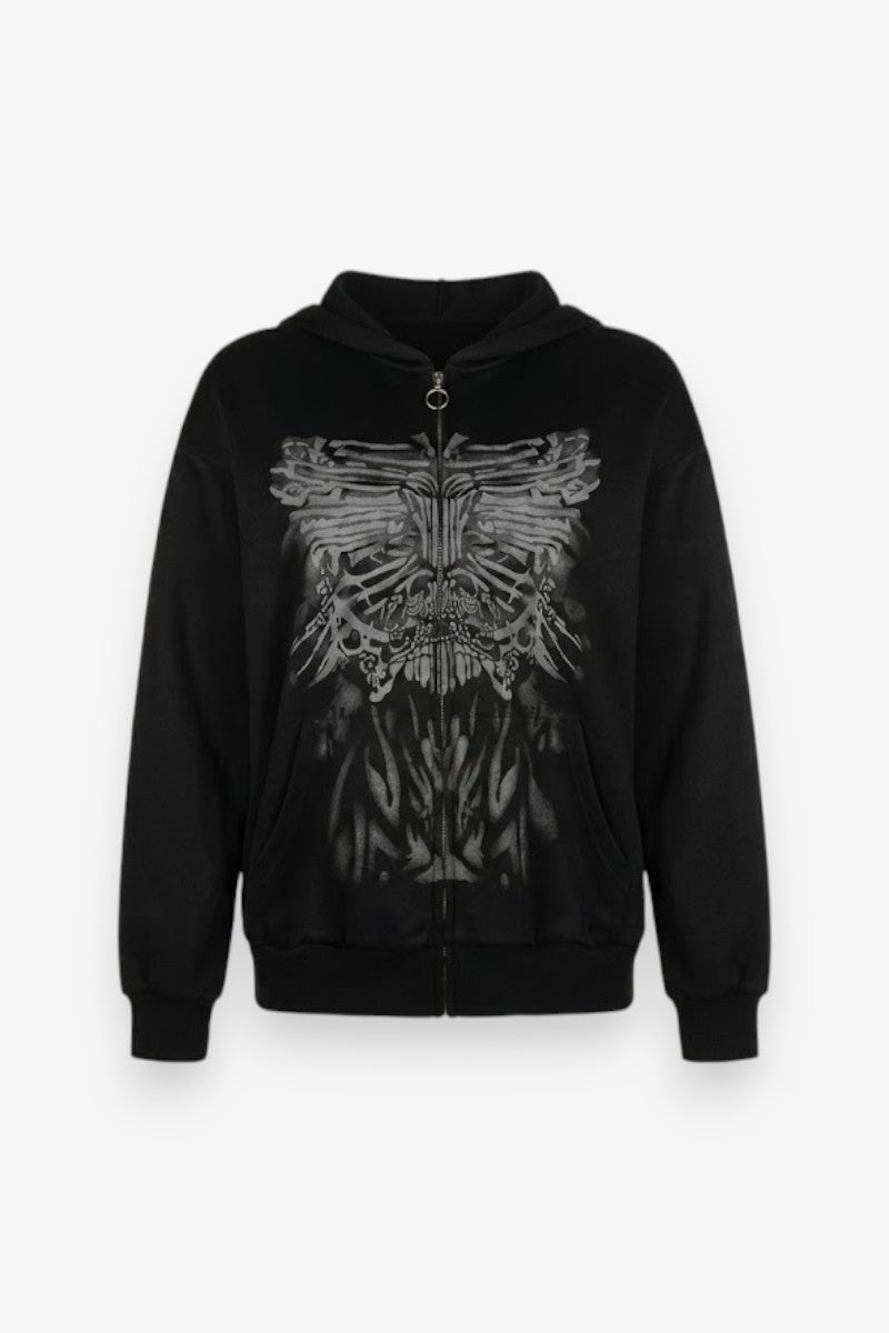 Gothic Butterfly Zip-Up Hoodie