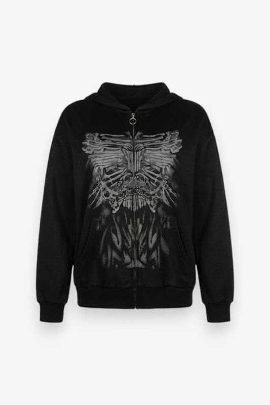 Gothic Butterfly Zip-Up Hoodie