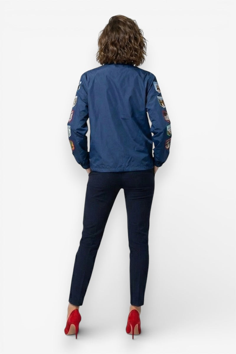 Navy Racer Patchwork Jacket