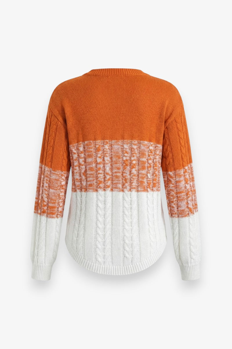 Color Block Striped Knit Lantern Sweater
