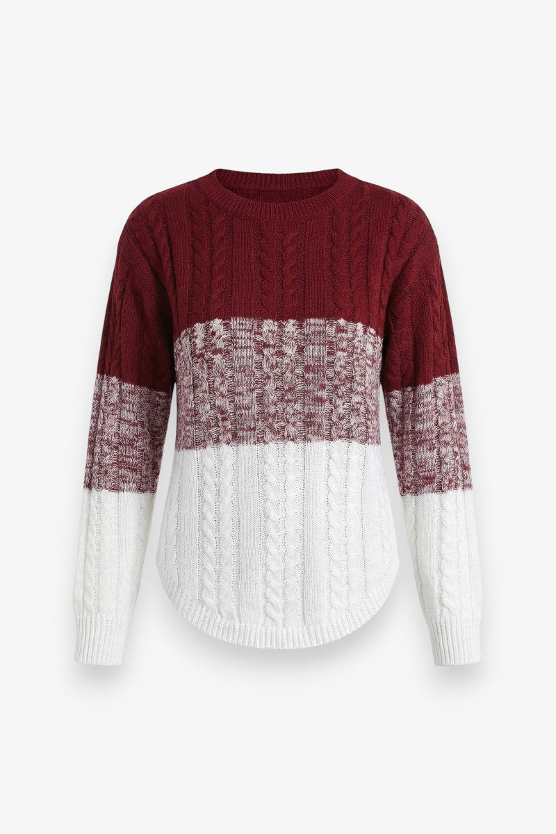 Color Block Striped Knit Lantern Sweater