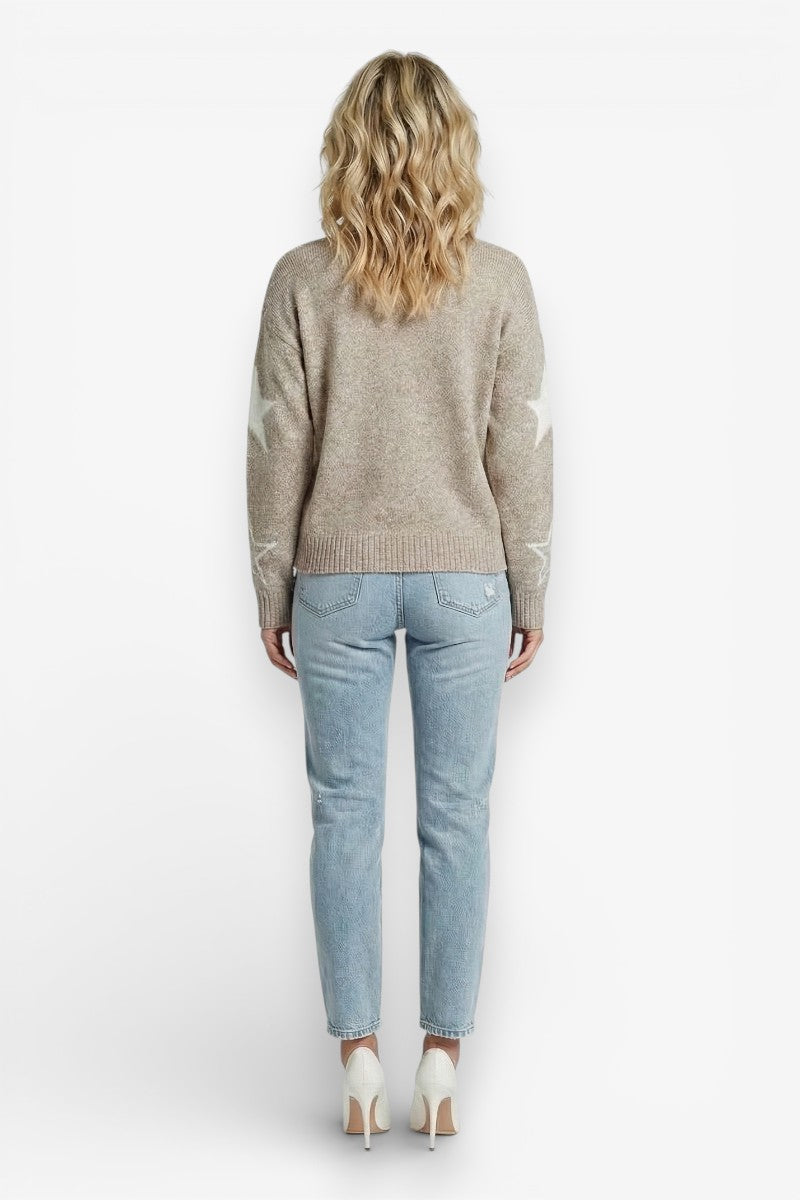 Five-Point Star Knit Round Neck Sweater