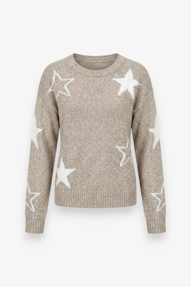 Five-Point Star Knit Round Neck Sweater