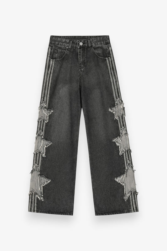 Star Patchwork Baggy Jeans