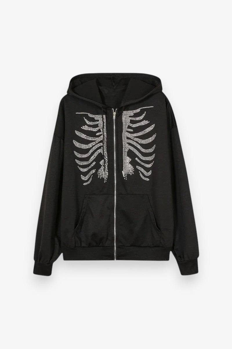 Rhinestone Skeleton Zipper