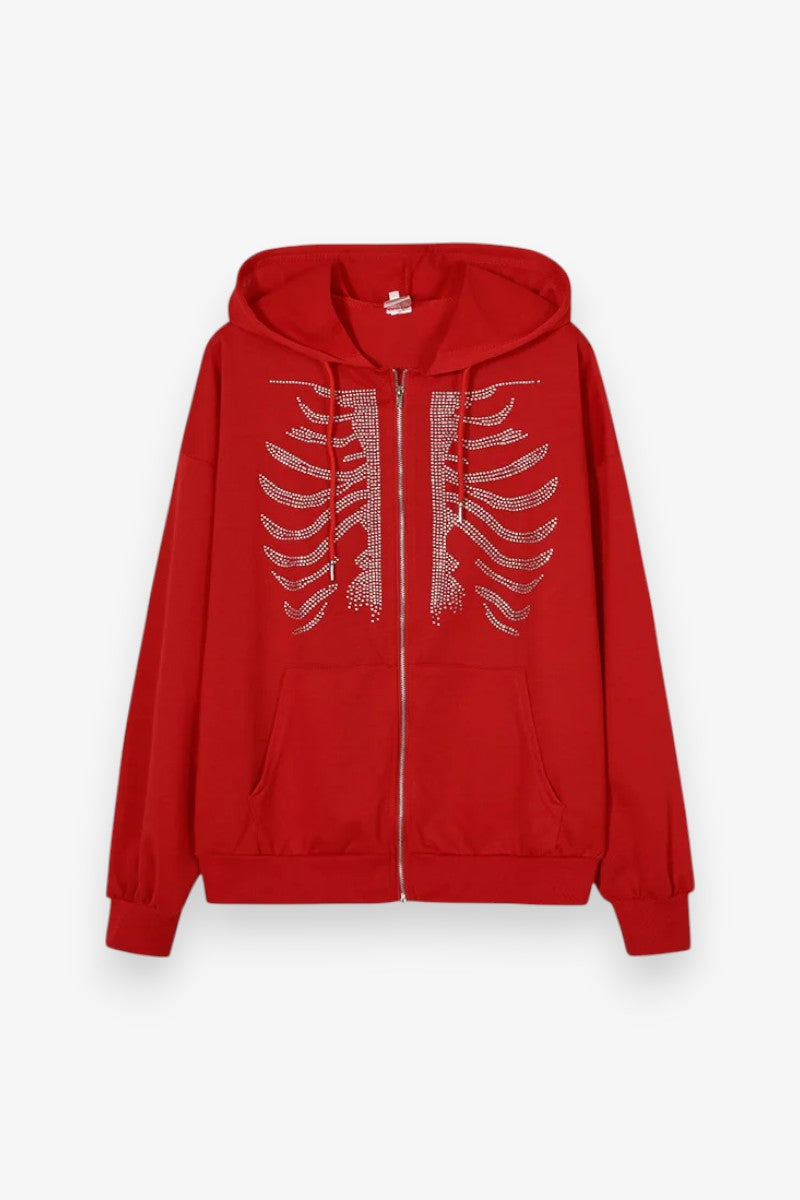 Rhinestone Skeleton Zipper
