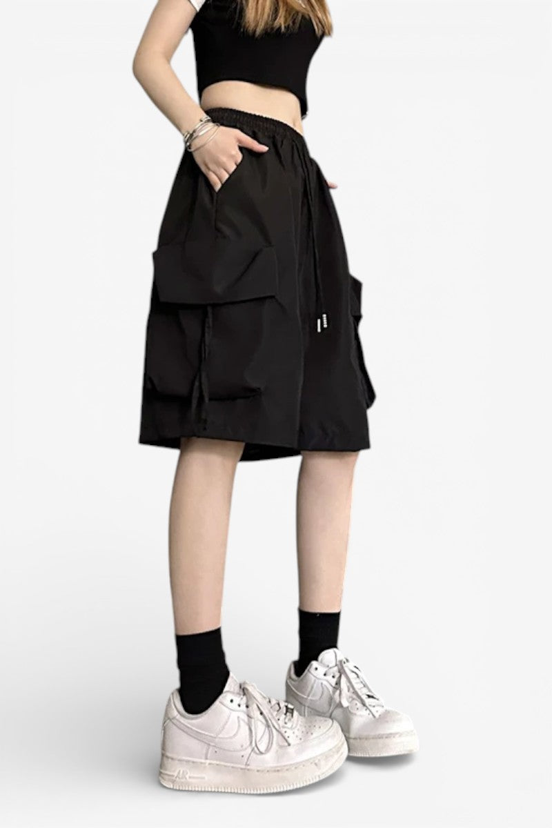 High-Waist Streetwear Cargo Shorts