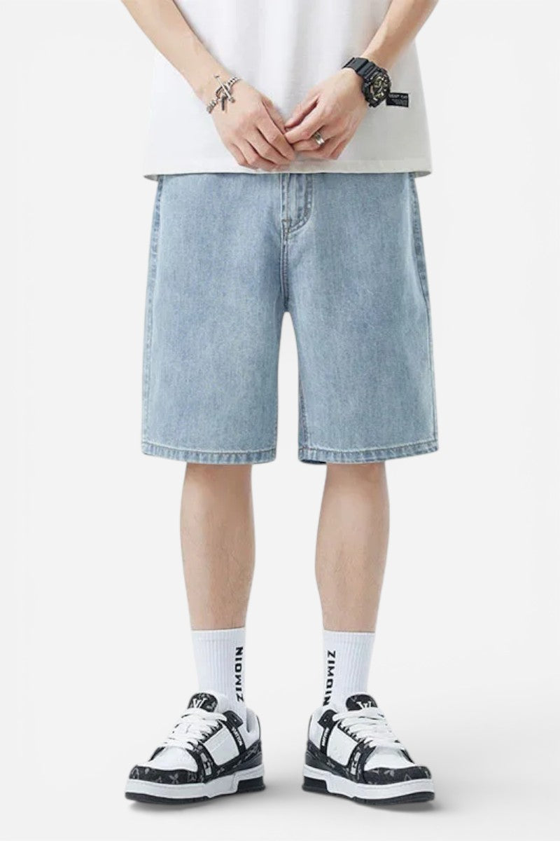 Light Blue Slim Denim Shorts