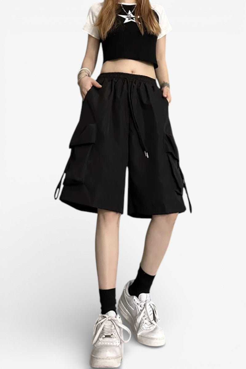 High-Waist Streetwear Cargo Shorts