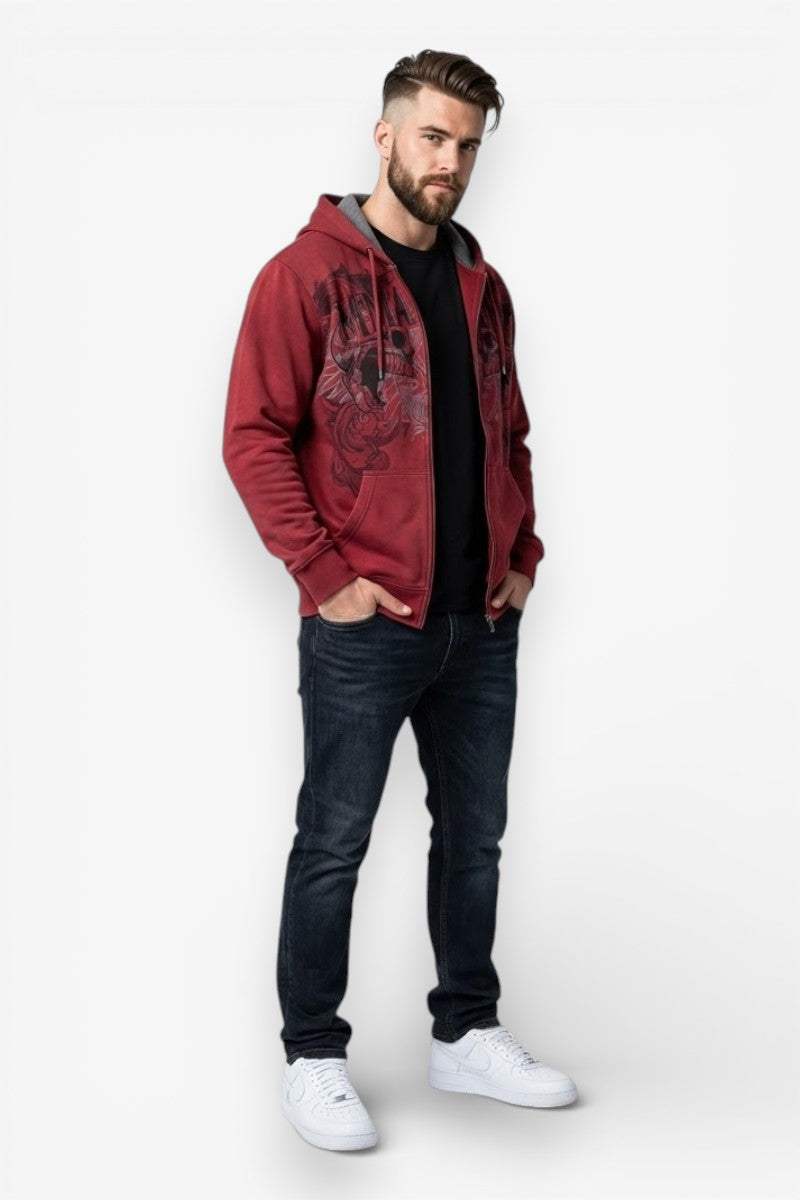 Red Skull Snake Zip-Up Hoodie