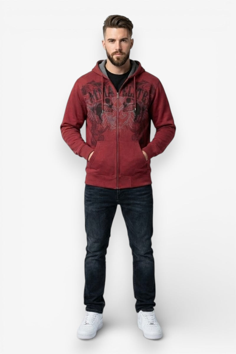 Red Skull Snake Zip-Up Hoodie