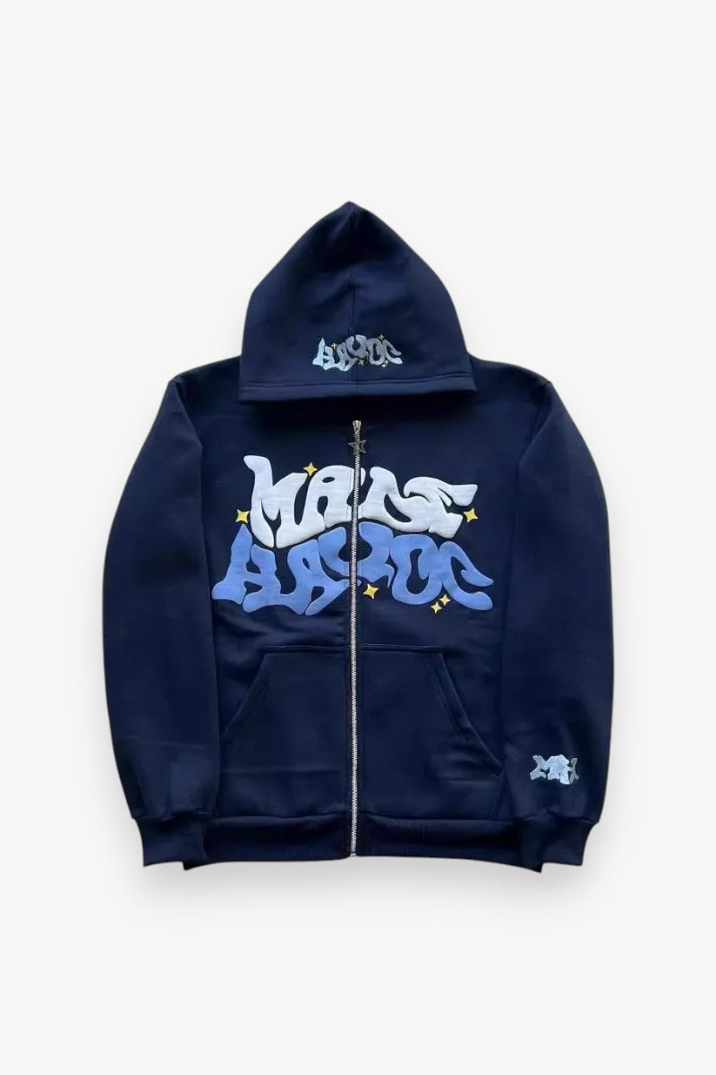 Star Letter Zip-Up Hoodie