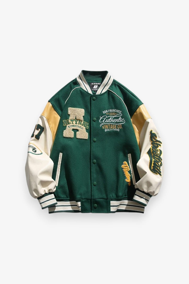 Embroidered Splice Baseball Jacket