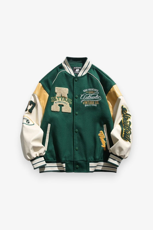 Embroidered Splice Baseball Jacket