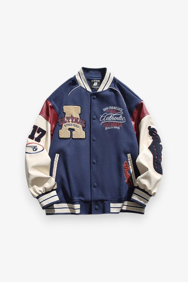 Embroidered Splice Baseball Jacket