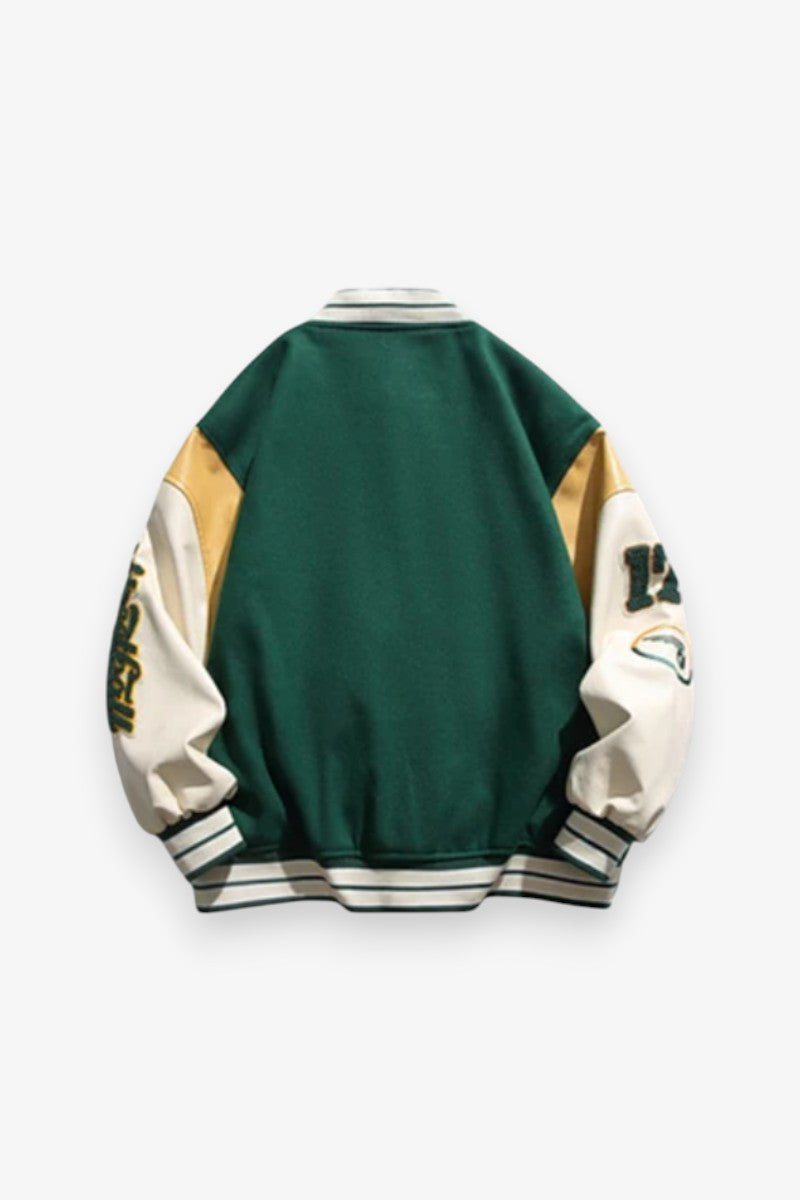 Embroidered Splice Baseball Jacket