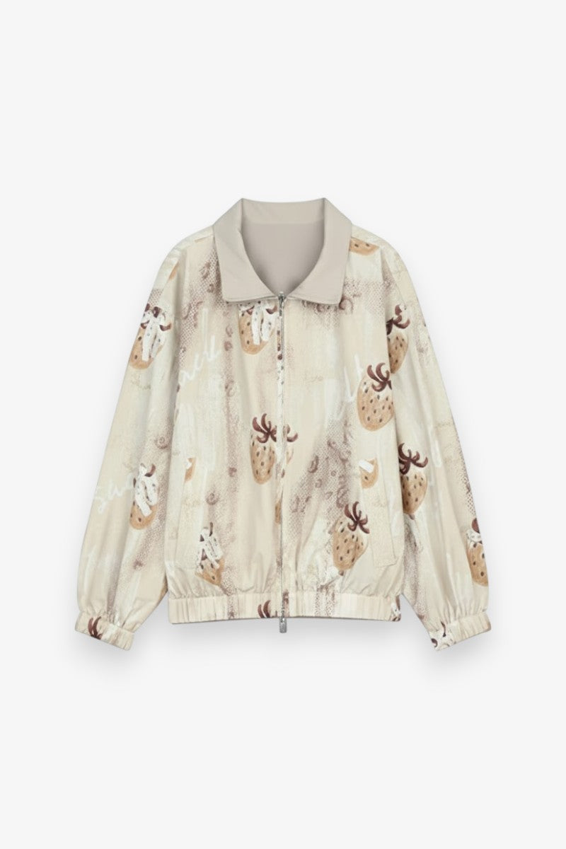 Playful Plaid Graphic Zip-Up Jacket