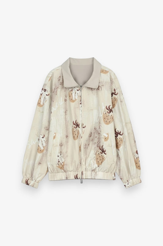 Playful Plaid Graphic Zip-Up Jacket