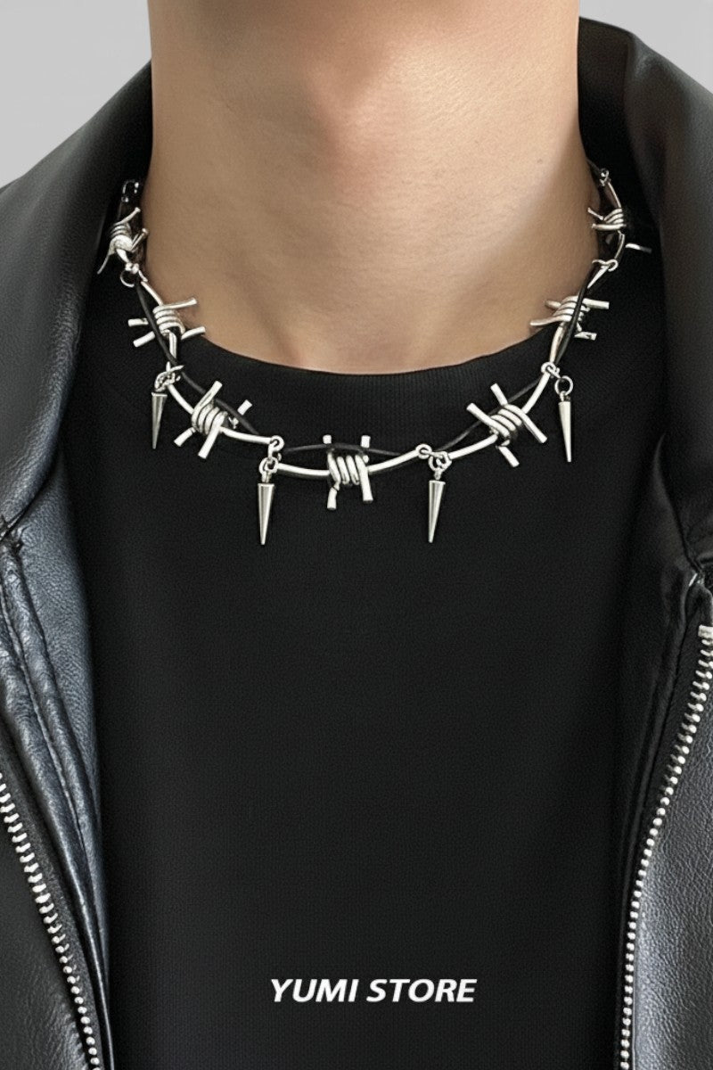 Punk Thorn Rivet Choker Necklace