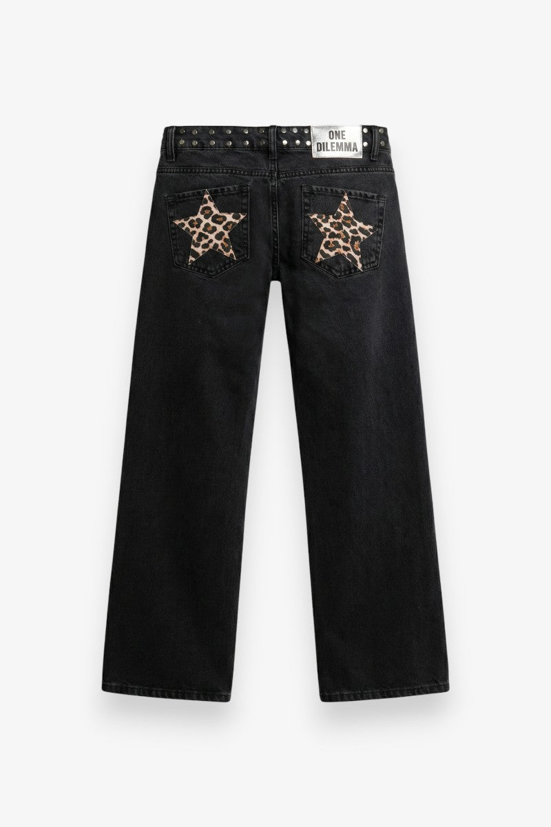 Star Sequin Wide-Leg Jeans