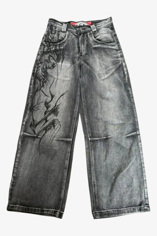 Gothic Wide-Leg Jeans