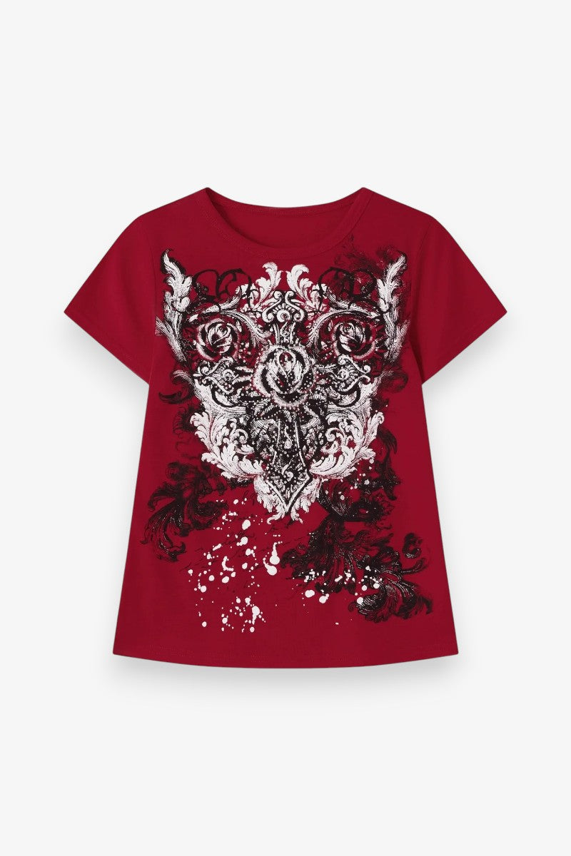 Rhinestone Rose Heart Tee