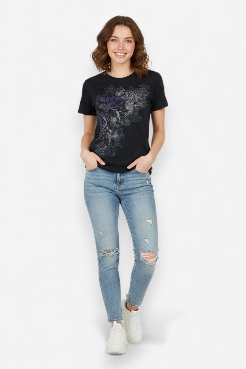 Gothic Floral Wings Tee