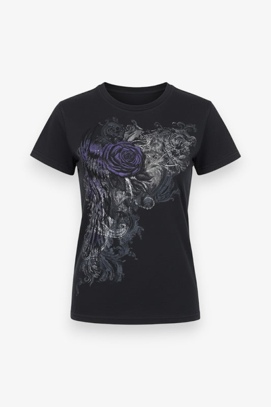 Gothic Floral Wings Tee