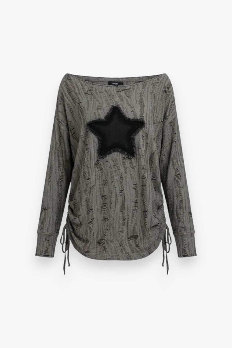 Star Cutout Loose Sleeve Tee