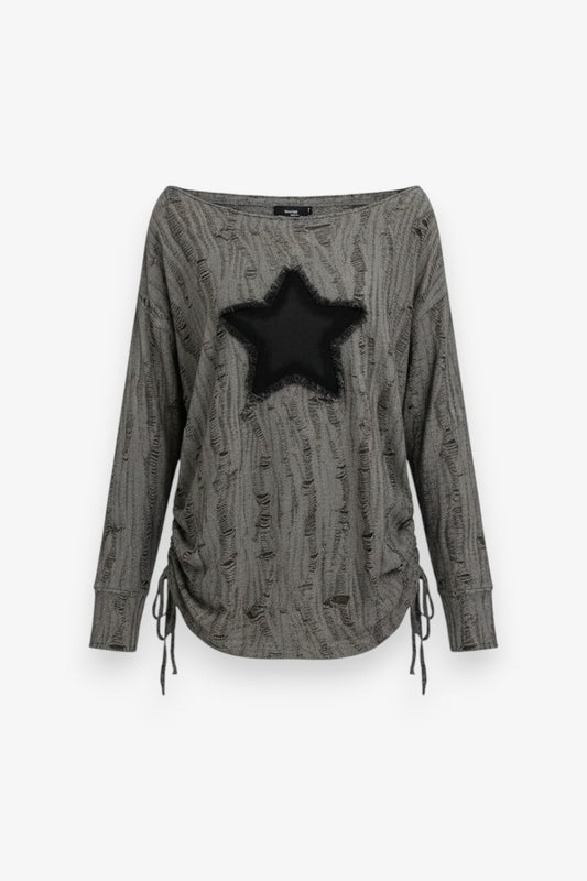 Star Cutout Loose Sleeve Tee