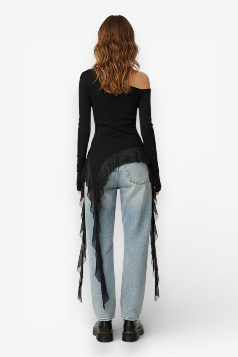 Off-Shoulder Long Sleeve Tee