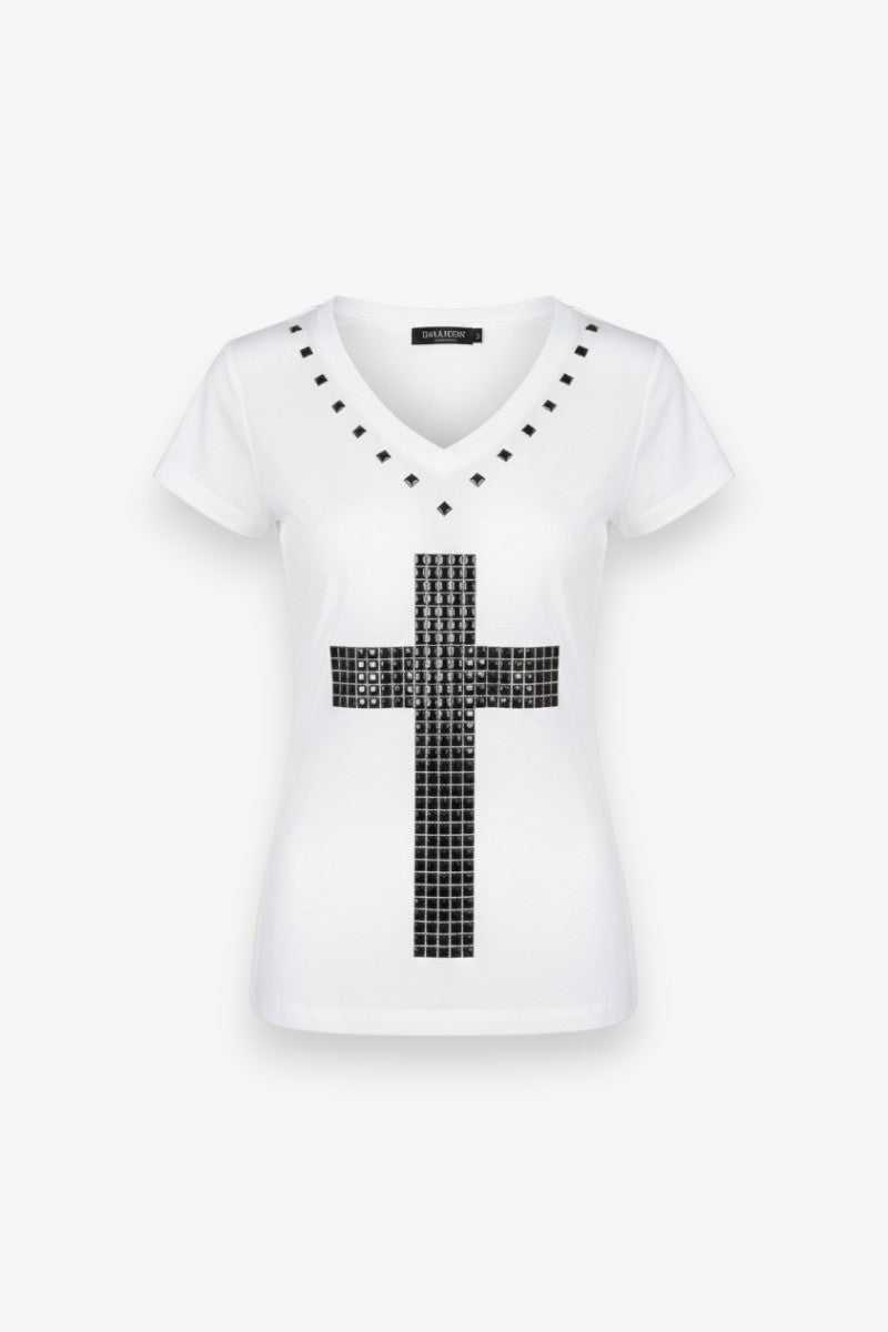 Metal Cross Sheer Tee