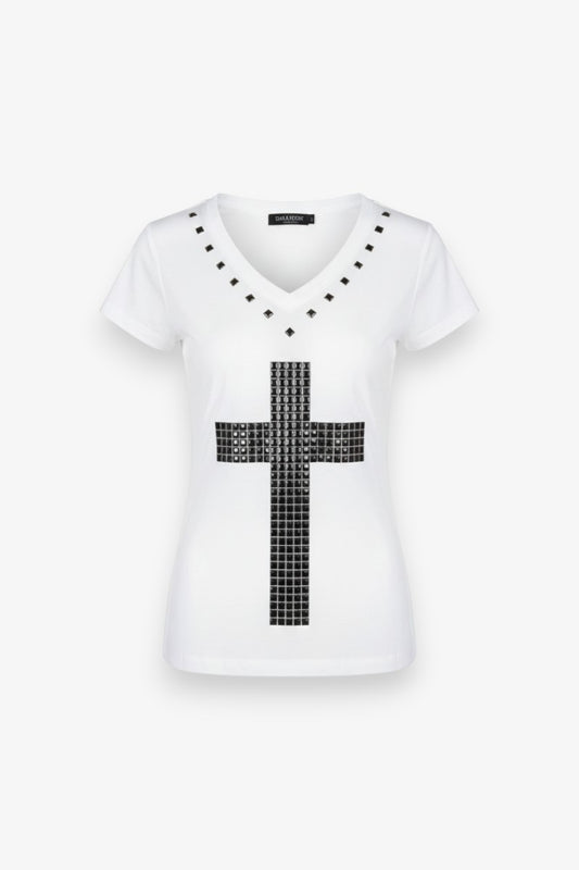 Metal Cross Sheer Tee