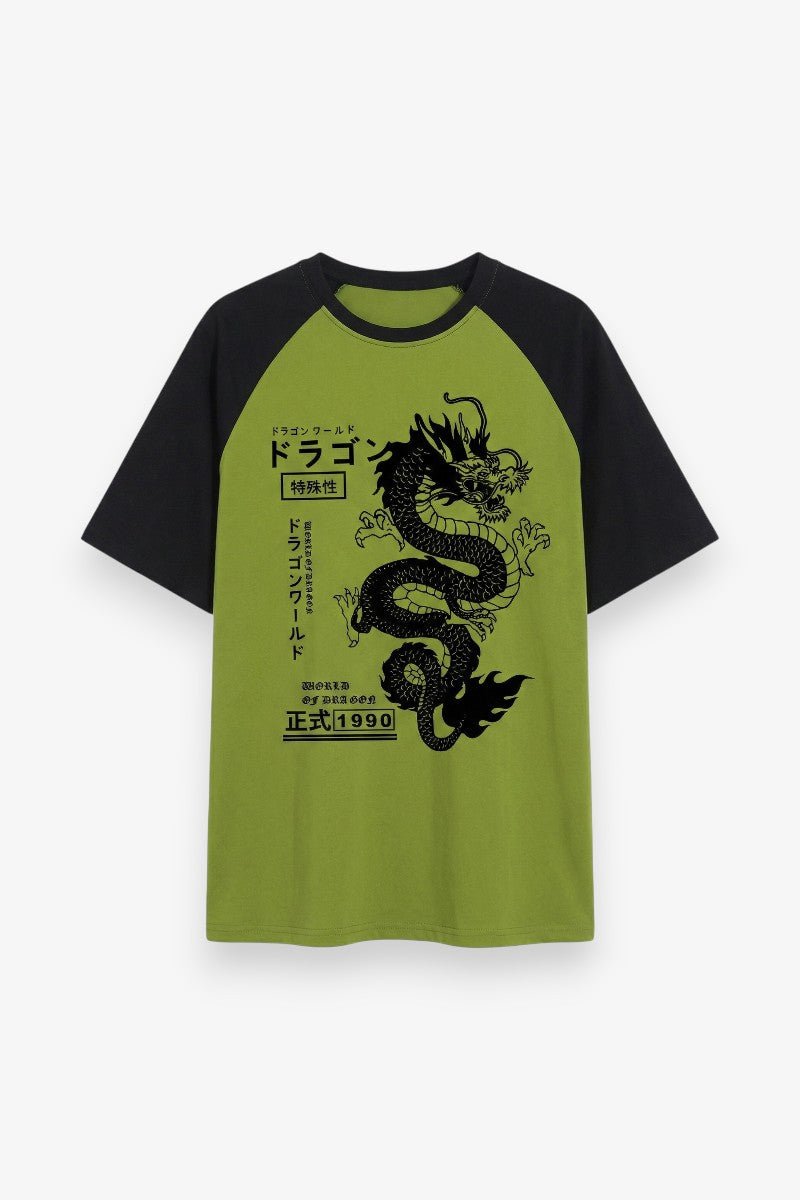 Japanese Dragon Graphic Casual Tee