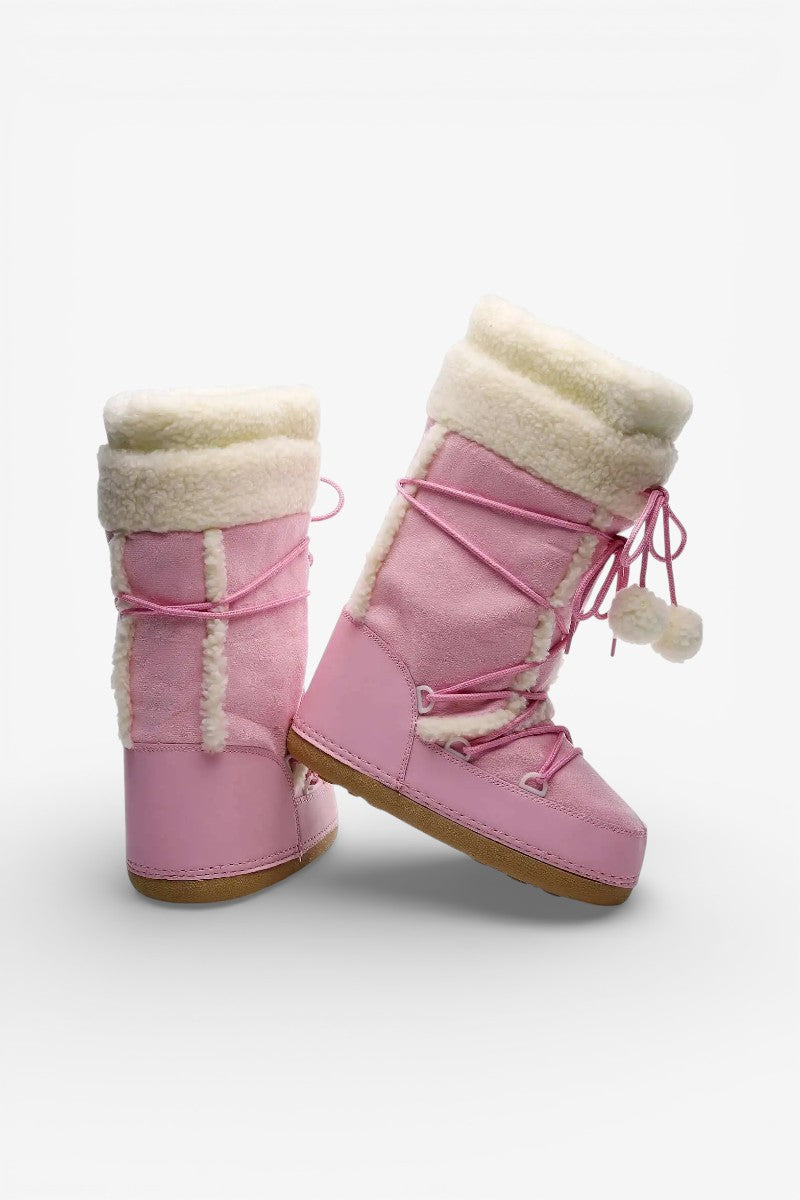 Pink Platform Mid-Calf Snow Boots
