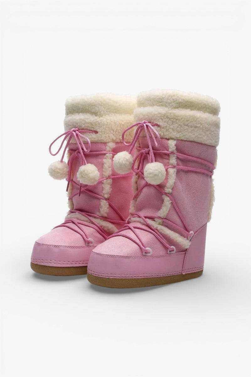 Pink Platform Mid-Calf Snow Boots